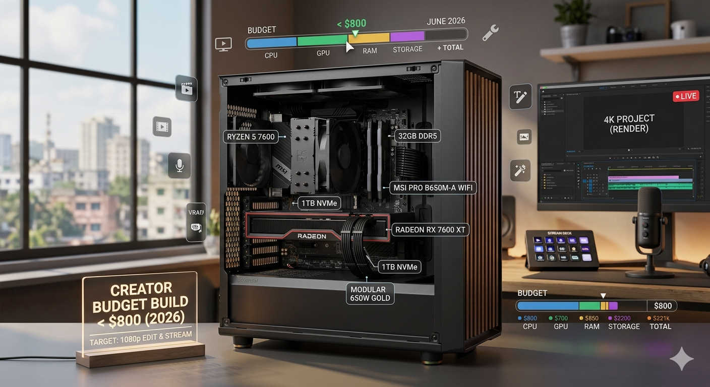 Best Budget PC Build Under $800 for Content Creators 2026