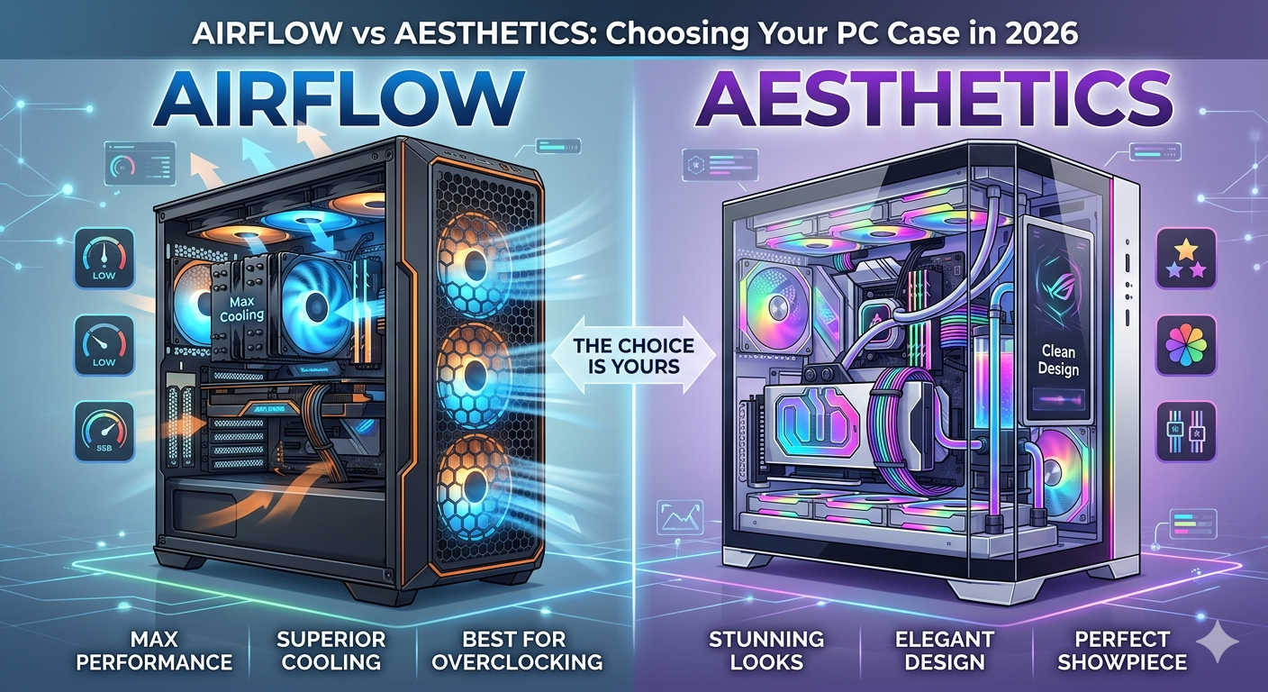 Airflow vs Aesthetics: How to Choose the Right PC Case 2026