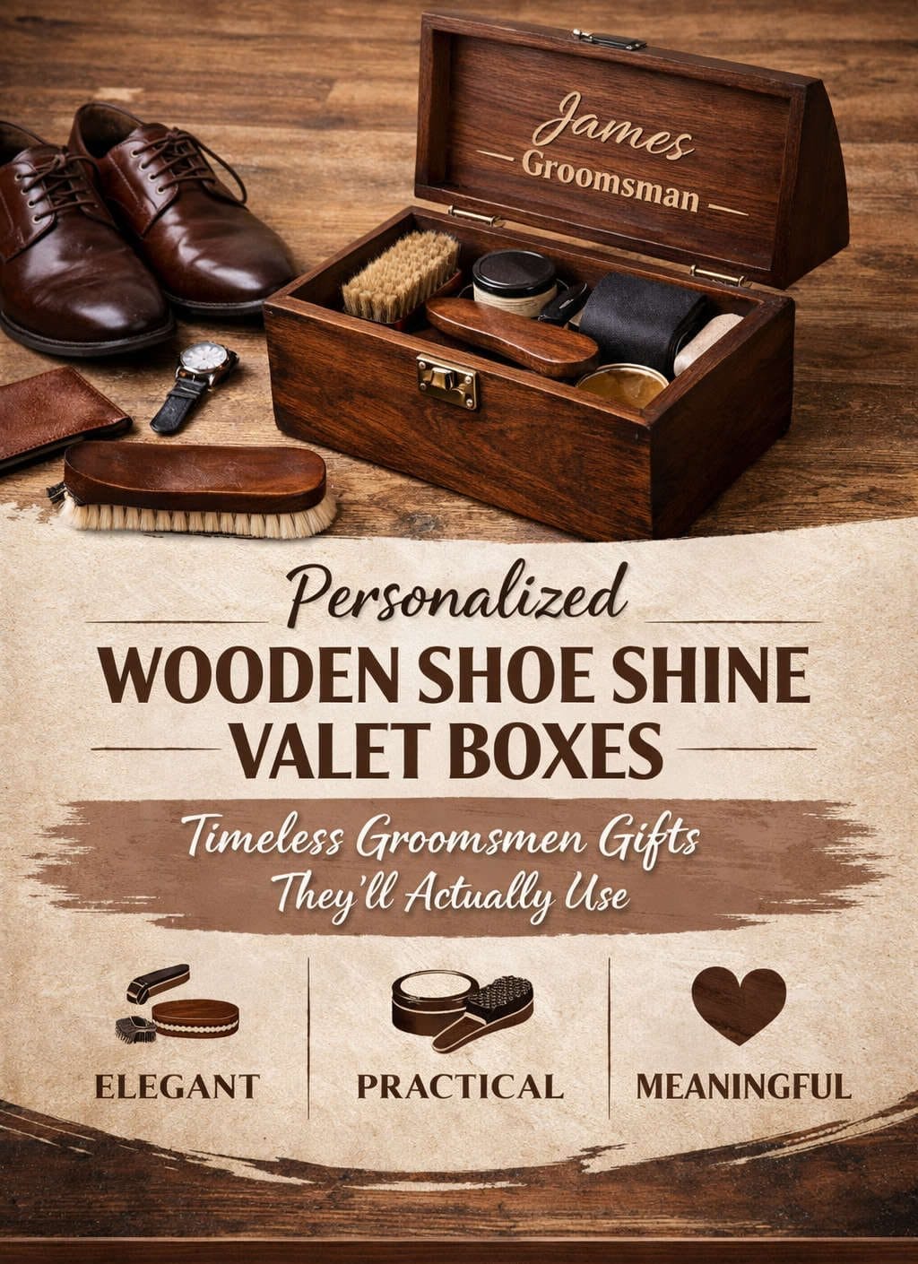 Personalized Wooden Shoe Shine Valet Boxes: Timeless Groomsmen Gifts That Last