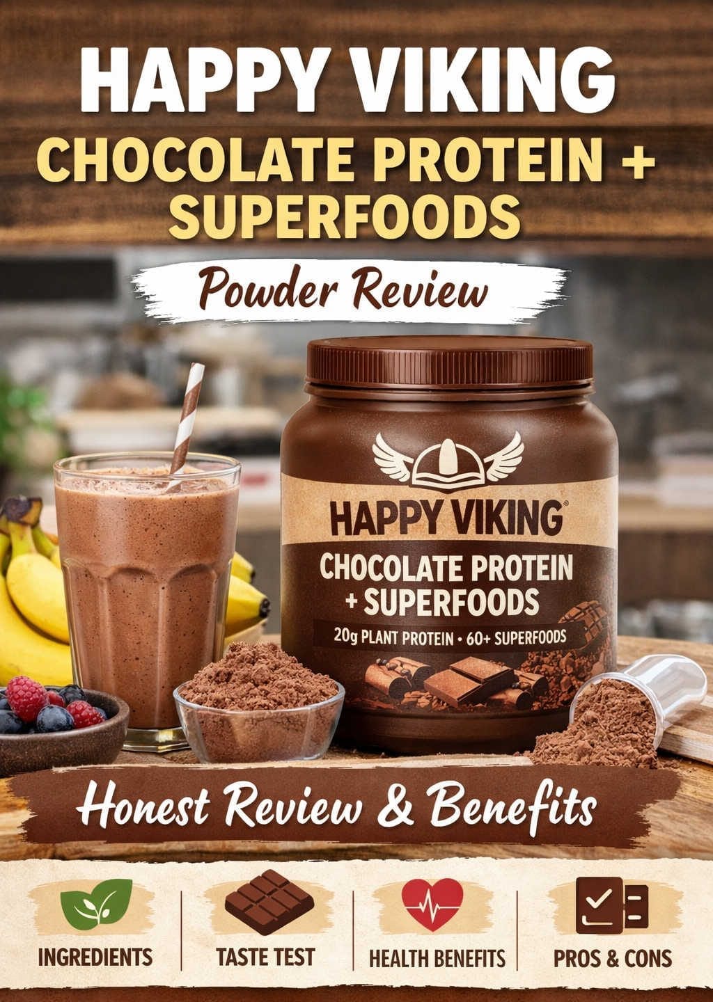 Happy Viking Chocolate Protein + Superfoods Powder Review